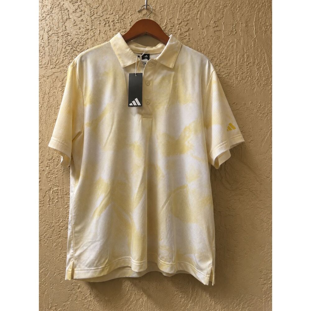 Adidas Ultimate365 Golf Polo Men's XL Yellow Printed Mesh JF4892 NWT